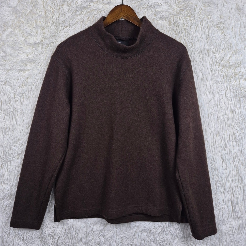 Banana Republic Chocolate Brown Brushed Wool Mock Neck Sweater Mens S Cozy Luxe